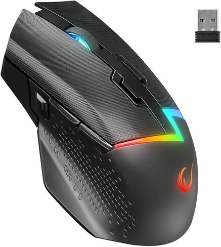 Rampage Drop M3 White Wireless Gaming Mouse – 10,000 DPI RGB Backlit, Wired/Wireless Dual Mode, 2.4GHz USB Receiver, USB-C Rechargeable, 8D Macro Buttons, Ergonomic Mouse Gamer in Saudi Arabia