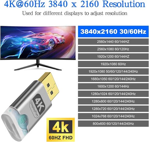 XMSJSIY 4K DP Dummy Plug DisplayPort Display EDID Emulator Headless Ghost with LED Light Virtual Display Adapter Supports 3840x2160@60Hz for Remote PC Desktop - 2PCS in Saudi Arabia