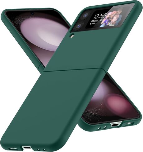 حافظة لهاتف Galaxy Z Flip 4، حافظة من البولي كربونات غير اللامعة للنساء والرجال والبنات والأولاد، حماية من السقوط، غطاء نحيف ورفيع مضاد للصدمات لهاتف Galaxy Z Flip 4، أخضر عميق 10.16 in Kuwait