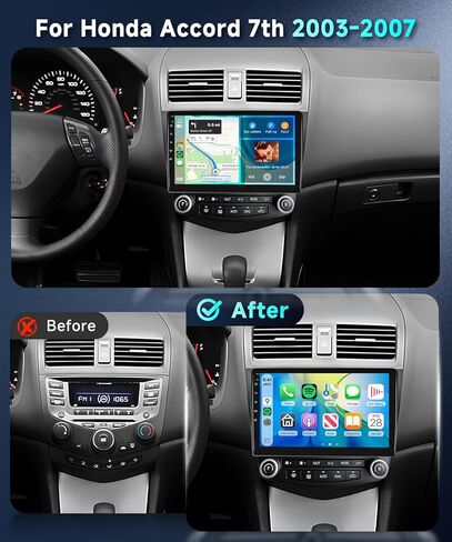 for Honda Accord 7th 2003-2007 Car Stereo Radio 10.1 Inch IPS Touchscreen Wireless Carplay/Android Auto DSP WiFi GPS Android 15 FM/RDS SWC Camera 2GB+64GB in Saudi Arabia