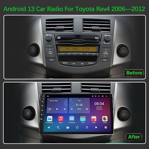 [4+64G] Android 13 Car Stereo with Wireless Apple Carplay & Android Auto for Toyota Rav4 2006-2012 9" Touchscreen Radio Upgrade with AHD Camera,GPS Navigation,SWC,WiFi,FM,Bluetooth in Kuwait