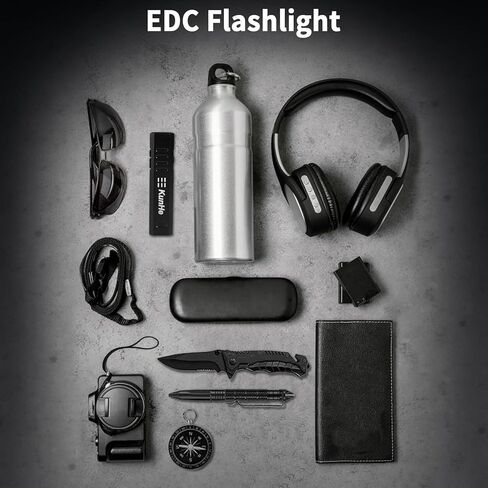 KunHe 800 لومن 1200 مللي أمبير EDC مصباح يدوي مسطح قابل لإعادة الشحن مصباح جيب صغير 5 أوضاع LED ضوء عمل مع قاعدة مغناطيسية هدايا عيد الميلاد للرجال in Kuwait
