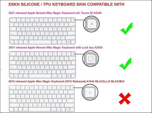 غطاء جلدي للوحة المفاتيح من السيليكون باللون الأسود باللغة العبرية XSKN متوافق مع Apple iMac 24 بوصة M1 2021 أحدث لوحة مفاتيح سحرية مع معرف اللمس A2449 مع مفتاح القفل A2450 بدون لوحة مفاتيح رقمية in Kuwait