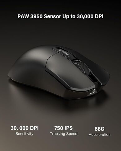 ماوس الألعاب اللاسلكي G59، مستشعر PAW3950، 30,000 نقطة في البوصة، معدل الاقتراع 8000 هرتز، أزرار قابلة للبرمجة، ماوس الرياضات الإلكترونية خفيف الوزن ثلاثي الوضع RGB 68 جرام للكمبيوتر الشخصي/الكمبيوتر المحمول/Mac in Kuwait