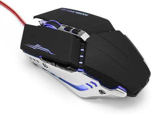 ماوس ألعاب سلكي من Guiheng، ماوس USB بصري للكمبيوتر المحمول/سطح المكتب، 800 إلى 3200 وإضاءة RGB، مريح مع 7 أزرار قابلة للبرمجة للكمبيوتر الذي يعمل بنظام التشغيل Windows 7/8/10/XP Vista Linux Chromebook PC in Kuwait