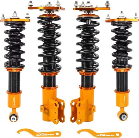 maXpeedingrods Coilovers for Subaru Forester (SF) 1998-2002, Height Adjustment Coilover Suspension Kit, Preset Damping Shock Absorber Struts with Camber Plate, Lowering Kit Gold in Saudi Arabia