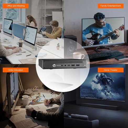 HP Mini PC EliteDesk 800 G2 Micro Desktop، i3 6100 ثنائي النواة يصل إلى 3.50 جيجا هرتز، 16 جيجا DDR4 1 تيرابايت SSD، AX210 مدمج WiFi 6E + بلوتوث 5.2، HDMI، VGA، DP، Windows 10 Pro، Wireless K&M + لوحة ماوس TJJ (متجددة) in Kuwait