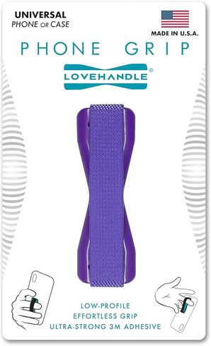 LOVEHANDLE Universal Phone Grip for Smartphones & Mini Tablets - Phone Holder for Hand - Wireless Charging Compatible - Made in The USA - Purple in Saudi Arabia