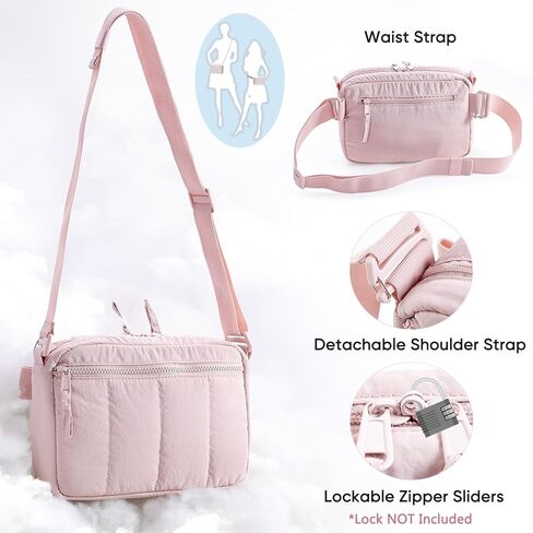 Soft Pistol Case for Women, Waist & Crossbody Concealed Carry Purse Gun Bag with Detachable Holster, Quilted Padded Handgun Pouch, Small Range Bag with Lockable Zipper for Handguns in Saudi Arabia