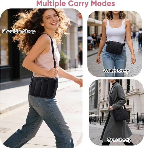 Soft Pistol Case for Women, Waist & Crossbody Concealed Carry Purse Gun Bag with Detachable Holster, Quilted Padded Handgun Pouch, Small Range Bag with Lockable Zipper for Handguns in Saudi Arabia