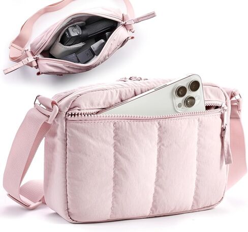 Soft Pistol Case for Women, Waist & Crossbody Concealed Carry Purse Gun Bag with Detachable Holster, Quilted Padded Handgun Pouch, Small Range Bag with Lockable Zipper for Handguns in Saudi Arabia