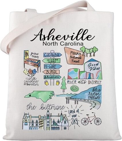 WSNANG Asheville North Carolina Tote Bag North Carolina Vacation Gift North Carolina Blue Ridge Mountains Reusable Bag (Carolina TB) in Saudi Arabia