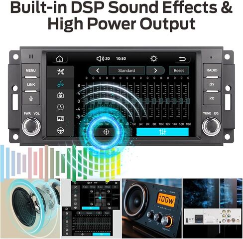 Fast Boot Linux Car Stereo Compatible with Jeep Wrangler Radio 2007-2018 Chrysler Dodge Ram 1500 | Bluetooth/Wireless CarPlay/Android Auto/FM/AM/RDS/USB | 180W DSP | in Saudi Arabia