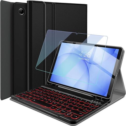 Backlit Keyboard Case for Galaxy Tab A11+ Plus/A9+ Plus 5G 11 Inch 2025/2023 with Screen Protector, Wineecy 7 Colors Light Detachable Wireless Keyboard PU Leather Folio Case for 11" Tab A11+/A9+ in Saudi Arabia