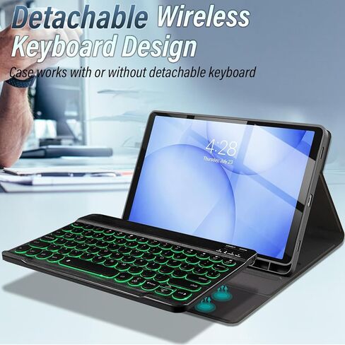 Backlit Keyboard Case for Galaxy Tab A11+ Plus/A9+ Plus 5G 11 Inch 2025/2023 with Screen Protector, Wineecy 7 Colors Light Detachable Wireless Keyboard PU Leather Folio Case for 11" Tab A11+/A9+ in Saudi Arabia