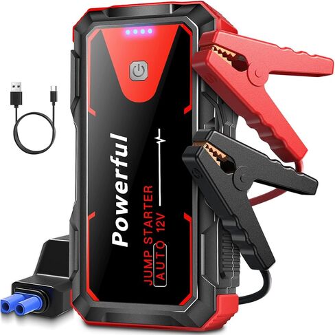 Jump Starter 3000A Car Jumper Starter Battery Pack المحمولة 12V Jump Box شاحن بطارية معزز لما يصل إلى 10L الغاز أو 8L محركات الديزل مع بنك الطاقة كابل القفز نوع C USB LED ضوء in Saudi Arabia