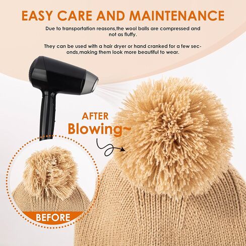 Womens Winter Knitted Beanie Hat, Knitted Soft Ski Cuff Cap with Pom Pom Warm Fleece Lined Hat in Saudi Arabia