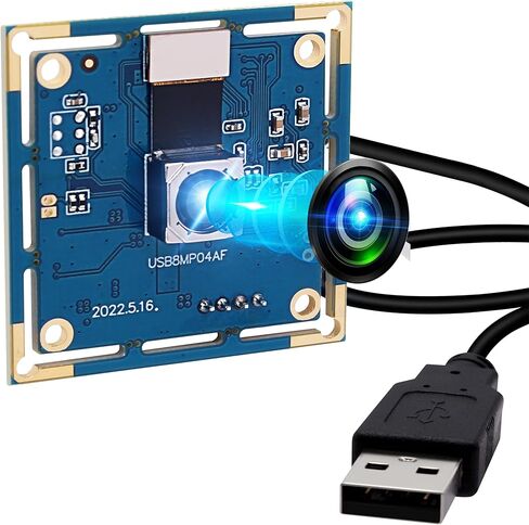 Autofocus USB Camera 8MP 4K Camera Module with 72° Distortion Free Lens,Plug and Play UVC USB2.0 for PC Computer,Compatible with Windows Linux,Ideal for Industrial Security Video Surveillance in Saudi Arabia
