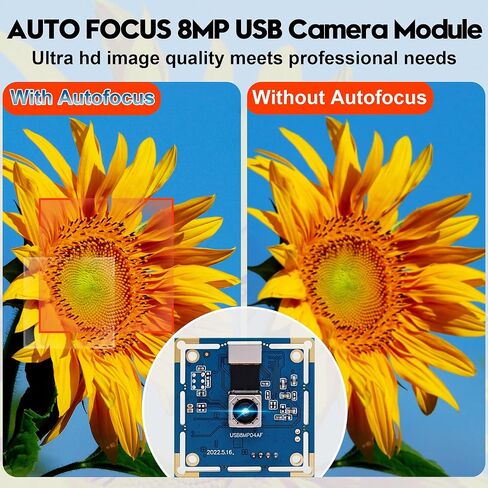Autofocus USB Camera 8MP 4K Camera Module with 72° Distortion Free Lens,Plug and Play UVC USB2.0 for PC Computer,Compatible with Windows Linux,Ideal for Industrial Security Video Surveillance in Saudi Arabia