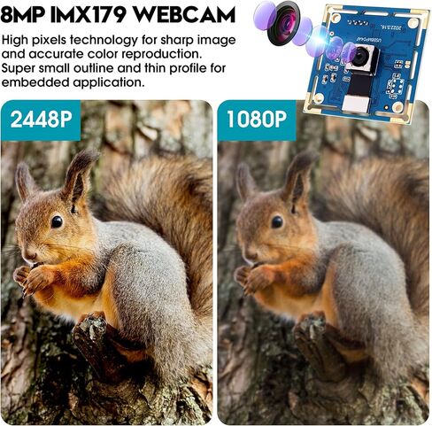 Autofocus USB Camera 8MP 4K Camera Module with 72° Distortion Free Lens,Plug and Play UVC USB2.0 for PC Computer,Compatible with Windows Linux,Ideal for Industrial Security Video Surveillance in Saudi Arabia