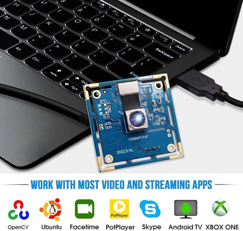 Autofocus USB Camera 8MP 4K Camera Module with 72° Distortion Free Lens,Plug and Play UVC USB2.0 for PC Computer,Compatible with Windows Linux,Ideal for Industrial Security Video Surveillance in Saudi Arabia