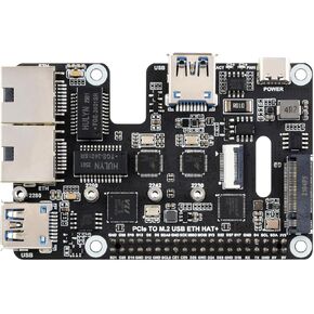 PCIe to USB 3.2 Gen1 / 2.5G ETH/M.2 NVMe Adapter HAT+ for Raspberry Pi 5 Supports NVMe Protocol M.2 Solid State Drive, Expands 2-ch USB 3.2 Ports and 2-ch Ethernet Ports @XYGStudy in Saudi Arabia