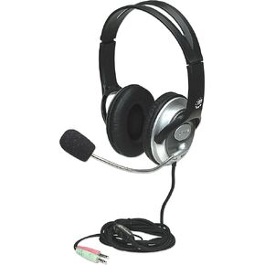 MANHATTAN Headset with Microphone – with 8 ft Long Cable, Volume Control, 3.5mm Audio and Mic Plug Jacks, Flexible Mic – for Computer, Laptop, Desktop, Call Center – 175555 in Saudi Arabia