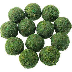 18 Pack Decorative Faux Dried Moss Balls- 6pcs 3.1" Artificial Green Plant Mossy Globes+ 12pcs 2.2" Handmade Sphere Moss Gift for Home Dough Bowl Vase Chinoiserie Decors Party Wedding Display in Saudi Arabia