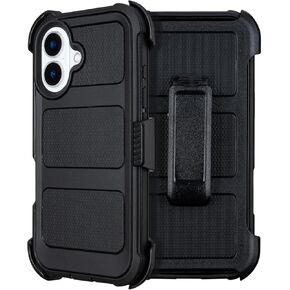 حافظة Defender iPhone 17 مع مشبك، حافظة iPhone 17 مع مسند، لحافظة هاتف iPhone17 شديدة التحمل، طبقتين من المتين، مضادة للسقوط لجراب الهاتف iPhone17Case (أسود) in Kuwait