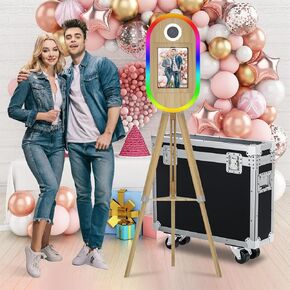 Portable Photo Booth Compatible with Any lpad Adjustable Height Selfie Wood lPad Photo Booth Stand Shell with Flight Case for Parties Wedding Events (for 12.9/13'' lPad) in Saudi Arabia