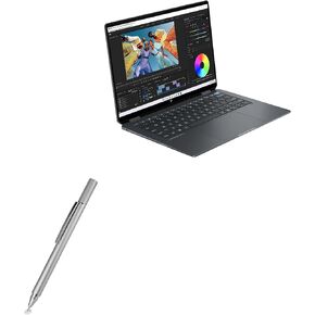 قلم BoxWave Stylus متوافق مع HP OmniBook X Flip 14 - قلم ذو سعة FineTouch، قلم شاشة فائق الدقة - فضي معدني in Kuwait