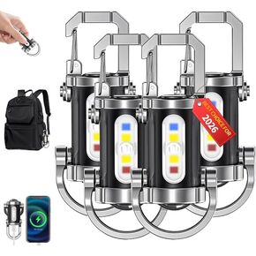 Portable Rechargeable Bright Keychain Flashlight with Strong Light Pocket Size LED Flashlight Keychain Accessories Charger Mini Tiny EDC Rechargeable Phone Key Chain Light (4PCS) in Kuwait
