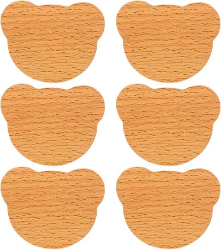 HOMSFOU 6pcs Bear Wooden Dresser Knobs Handmade Cartoon Handles for Furniture Easy Installation Smooth for Cabinets Wardrobes in Saudi Arabia