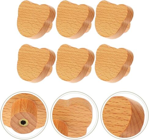 HOMSFOU 6pcs Bear Wooden Dresser Knobs Handmade Cartoon Handles for Furniture Easy Installation Smooth for Cabinets Wardrobes in Saudi Arabia