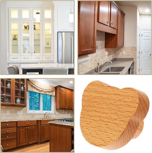 HOMSFOU 6pcs Bear Wooden Dresser Knobs Handmade Cartoon Handles for Furniture Easy Installation Smooth for Cabinets Wardrobes in Saudi Arabia