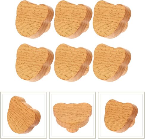 HOMSFOU 6pcs Bear Wooden Dresser Knobs Handmade Cartoon Handles for Furniture Easy Installation Smooth for Cabinets Wardrobes in Saudi Arabia