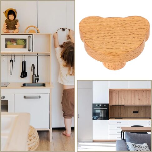 HOMSFOU 6pcs Bear Wooden Dresser Knobs Handmade Cartoon Handles for Furniture Easy Installation Smooth for Cabinets Wardrobes in Saudi Arabia