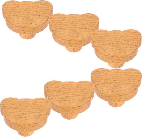 HOMSFOU 6pcs Bear Wooden Dresser Knobs Handmade Cartoon Handles for Furniture Easy Installation Smooth for Cabinets Wardrobes in Saudi Arabia