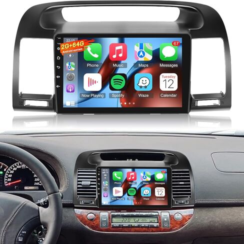 Qualcomm [4G+64G] راديو سيارة 8 كور لسيارة Toyota Camry 2000 2001 2002 2003 2004 2005 2006، Volxcereo 9 بوصة Android تعمل باللمس مع Carplay/Android Auto، GPS، WiFi، Bluetooth، SWC in Kuwait