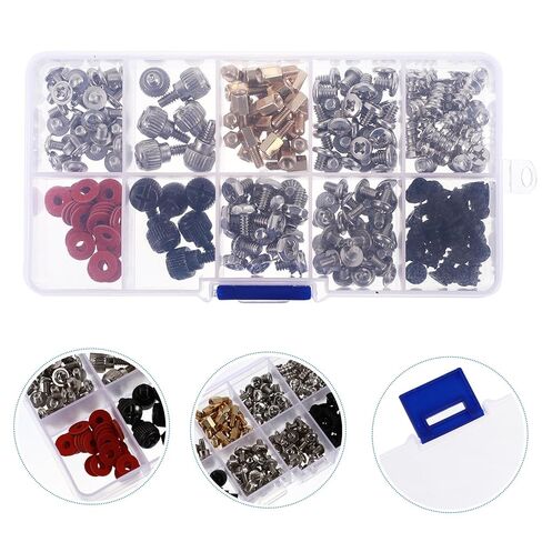 TEHAUX 228pcs مجموعة متنوعة من براغي الكمبيوتر ومسامير تثبيت اللوحة الأم ومواجهات القرص الصلب لحالة الكمبيوتر الشخصي وإصلاح الأجهزة الإلكترونية للكمبيوتر المحمول DIY in Kuwait