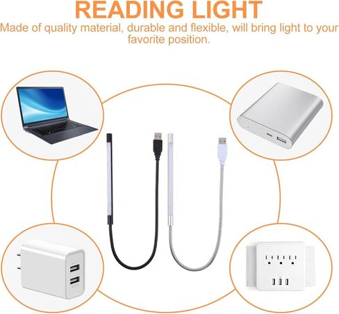 2 قطعة USB LED مصابيح القراءة عكس الضوء اللمس التبديل مرنة معقوفة أضواء ليلية صغيرة لأجهزة الكمبيوتر المحمول لوحة المفاتيح الكمبيوتر والتخييم المحمولة in Kuwait