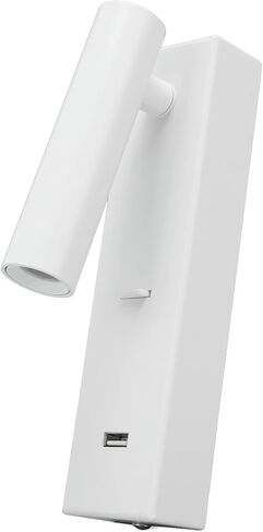 مصباح جداري LED مثبت على الحائط بزاوية قابلة للتعديل مع مخرج USB مصباح بجانب السرير قابل للدوران للمنزل والمكتب وسبائك الألومنيوم باللون الأبيض 20 سم (ضوء دافئ) in Kuwait