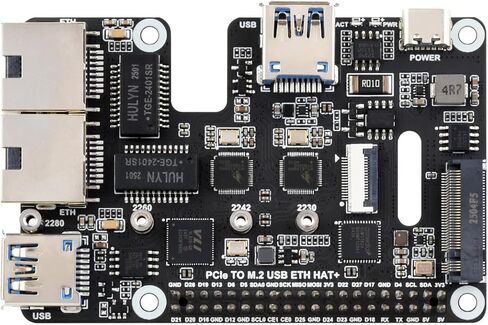 PCIe to USB 3.2 Gen1 / 2.5G ETH/M.2 NVMe Adapter HAT+ for Raspberry Pi 5 Supports NVMe Protocol M.2 Solid State Drive, Expands 2-ch USB 3.2 Ports and 2-ch Ethernet Ports @XYGStudy in Saudi Arabia