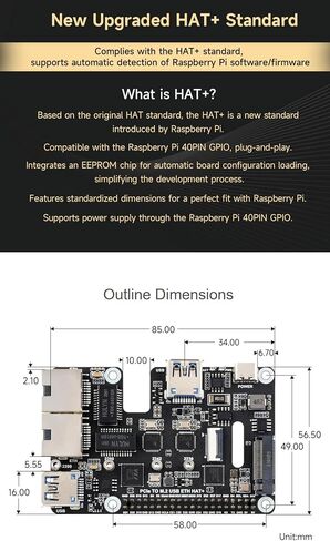 PCIe to USB 3.2 Gen1 / 2.5G ETH/M.2 NVMe Adapter HAT+ for Raspberry Pi 5 Supports NVMe Protocol M.2 Solid State Drive, Expands 2-ch USB 3.2 Ports and 2-ch Ethernet Ports @XYGStudy in Saudi Arabia