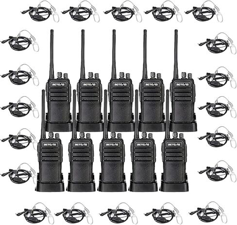 Retevis RT21 Updated 3000mAh 2 Way Radio Rechargeable(10 Pack) with Walkie Talkie Earpiece(20 Pack), Heavy Duty Two Way Radio Long Range, 16CH VOX Handfree Adults Walkie Talkies in Saudi Arabia