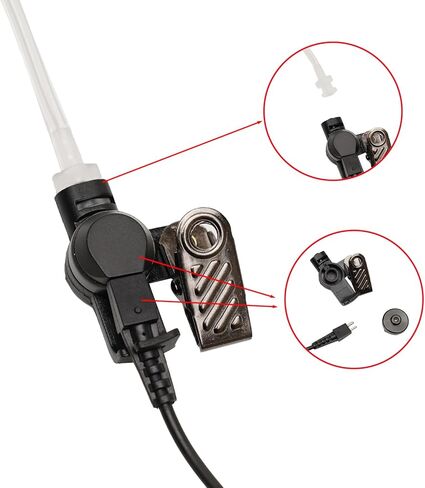 سماعة أذن مع ميكروفون PTT متوافقة مع كينوود NX-200 NX-210 NX-3300 TK-3180 NX5200 TK-390 NX-5300-K2 NX-300 P25 ​​K2 VP6000 جهاز اتصال لاسلكي ثنائي الاتجاه سلكين مع أنبوب صوتي، قطعتان in Kuwait