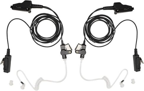 سماعة أذن مع ميكروفون PTT متوافقة مع كينوود NX-200 NX-210 NX-3300 TK-3180 NX5200 TK-390 NX-5300-K2 NX-300 P25 ​​K2 VP6000 جهاز اتصال لاسلكي ثنائي الاتجاه سلكين مع أنبوب صوتي، قطعتان in Kuwait