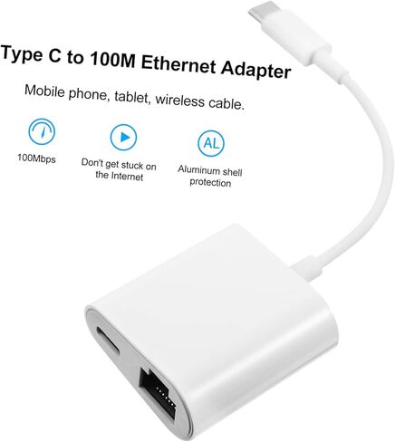 USB-c to Ethernet Cable Type-c to Converter Ethernet Extender Adapter Network Converter 5.82 * 1.45 * 0.66in in Saudi Arabia