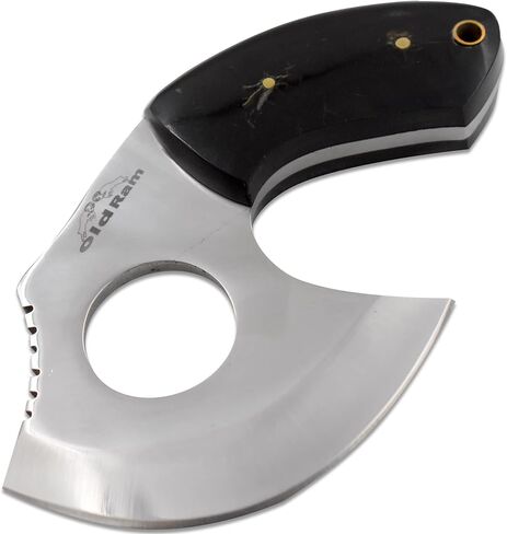 اليدوية كامل تانغ البسيطة أولو شفرة مثبتة سكينر صيد سكين منحني القرن مقبض غمد in Kuwait