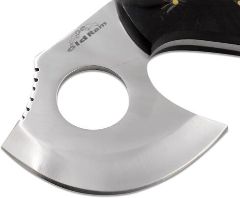 اليدوية كامل تانغ البسيطة أولو شفرة مثبتة سكينر صيد سكين منحني القرن مقبض غمد in Kuwait